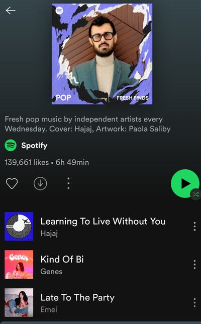 Hajaj on Spotify Fresh Finds: Pop playlist
