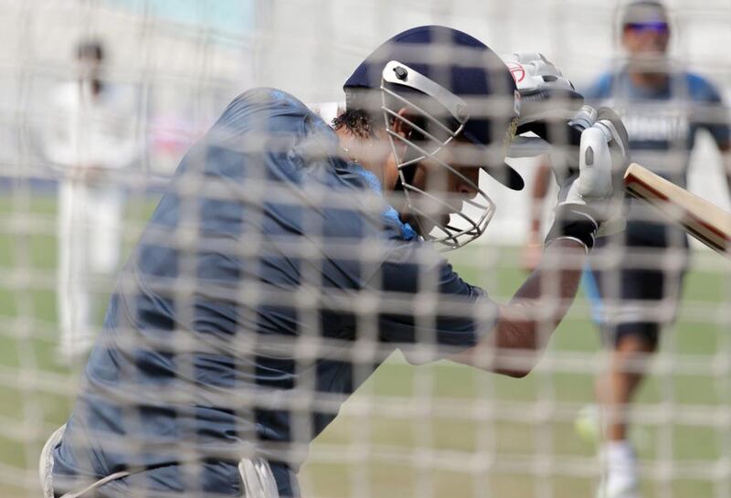 India cricketer Sachin Tendulkar prepares for a training session at Eden Gardens on Tuesday. Piyal Adhikary / EPA

