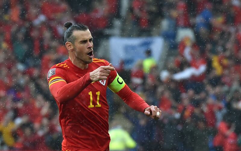 Bale celebrates after the only goal against Ukraine. AP