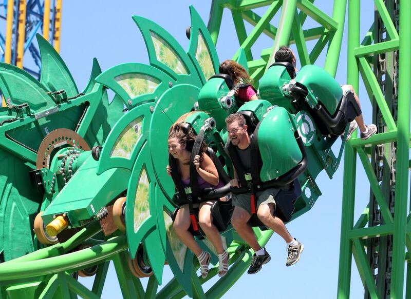 Rollercoaster enthusiasts attend The Green Lantern: First Flight Ride Opening Media Day At Six Flags Magic Mountain in Valencia, California. Dubai Parks and Resorts is to develop a Six Flags branded theme park in Dubai. Mathew Imaging / WireImage