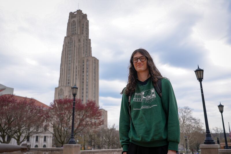 Alexandra Weiner stands in front of the Cathedral of Learning on the campus of the University of Pittsburgh. Joshua Longmore / The National