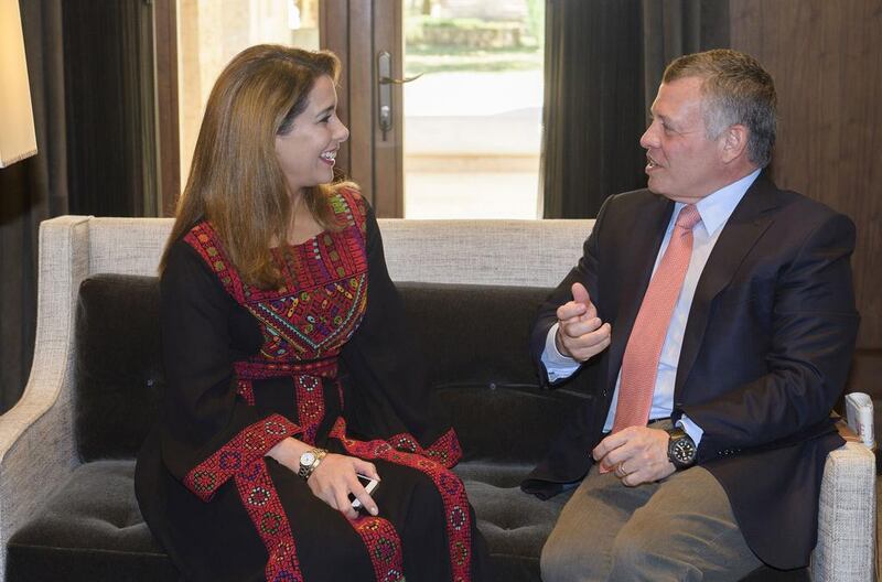 King Abdullah meets Princess Haya Bint Al Hussein. Wam