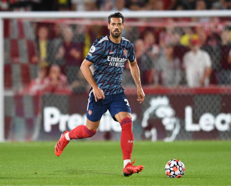 Pablo Mari of Arsenal struggled against Brentford.