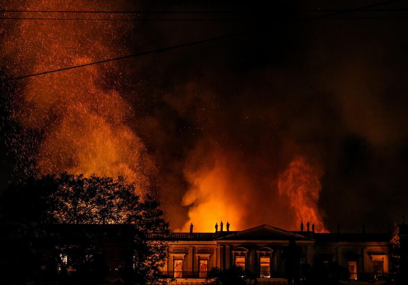 A fire burns at the National Museum of Brazil. Getty Images