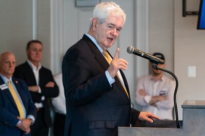 Former Republican Speaker of the House Newt Gingrich at a campaign event for Republican Gubernatorial candidate David Perdue on March 29, 2022 in Duluth, Georgia, US. Getty Images / AFP

