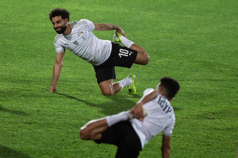 epa09090464 Mohamed Salah of Egypt attends a training session of the national team in Cairo, Egypt, 22 March 2021. Egypt will face Kenya in an African Cup of Nations qualification match. The Africn cup of Nations will be held in Cameron in January 2022.  EPA/Mohamed Hossam