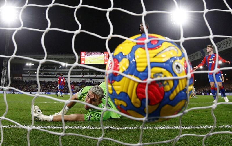 Crystal Palace goalkeeper Vicente Guaita after Michail Antonio scored for West Ham United during the Premier League game at Selhurst Park on Saturday, January 1. Reuters