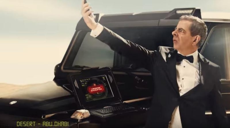 Rowan Atkinson is seen roaming the UAE in Etisalat's latest ad - but he's more Johnny English than Mr Bean in the clip.