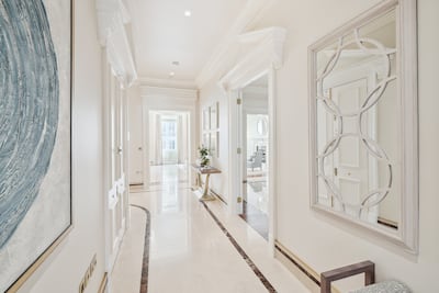 The entrance hall of a luxury apartment at 10 Upper Grosvenor Street in London, which is on the market for £9.5 million. Photo: Luxlo