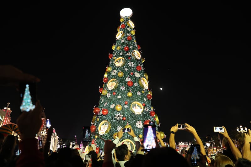 The Christmas tree at Dubai's Global Village was lit on Thursday. All photos: Pawan Singh / The National