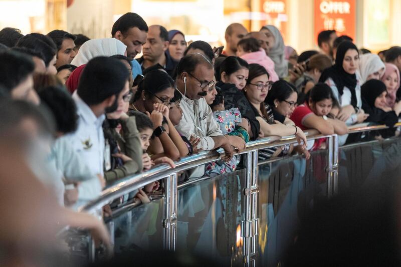 ABU DHABI, UNITED ARAB EMIRATES. 01 DECEMBER 2018. Succesfull World Record attempt for the most Domino���s toppled in a circular form. Shaped in a Year Of Zayed Sheikh Zayed portrait at Marina Mall. (Photo: Antonie Robertson/The National) Journalist: None. Section: National.