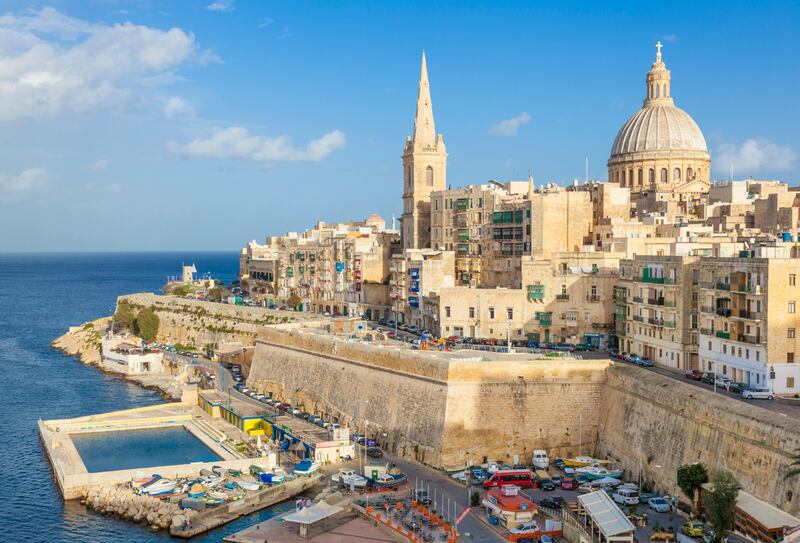 02 Dec 2014, Valletta, Malta Island, Malta --- Valletta skyline with the dome of the Carmelite Church and St. Pauls Anglican Cathedral, Valletta, Malta, Mediterranean, Europe --- Image by © Neale Clark/Robert Harding World Imagery/Corbis *** Local Caption ***  ut21ma-malta01.jpg