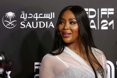 British model and businesswoman Naomi Campbell poses on the red carpet during the awards ceremony of the first edition of the Red Sea Film Festival. Photo: Fayez Nureldine  /  AFP