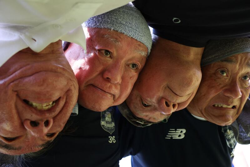 Players from Fuwaku Rugby Club at a training session for the senior over-70s team in Kamakura, Kanagawa prefecture. All photos: AFP