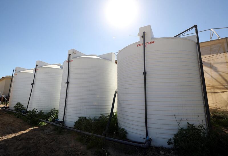 Sharjah, United Arab Emirates - Reporter: Sarwat Nasir. News. Food. Large water drums at a rice farm, as part of research by the ministry to enhance UAEÕs food security. Sharjah. Monday, January 11th, 2021. Chris Whiteoak / The National