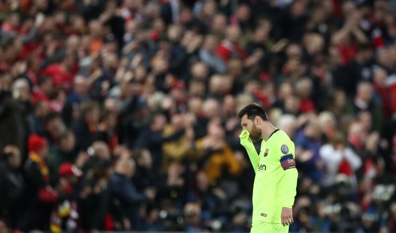 Lionel Messi mourns Barcelona's loss to Liverpool. Reuters