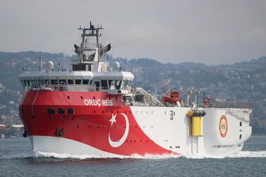 Turkish seismic research vessel Oruc Reis sails in the Bosphorus in Istanbul, Turkey, October 3, 2018. Picture taken October 3, 2018. Reuters.