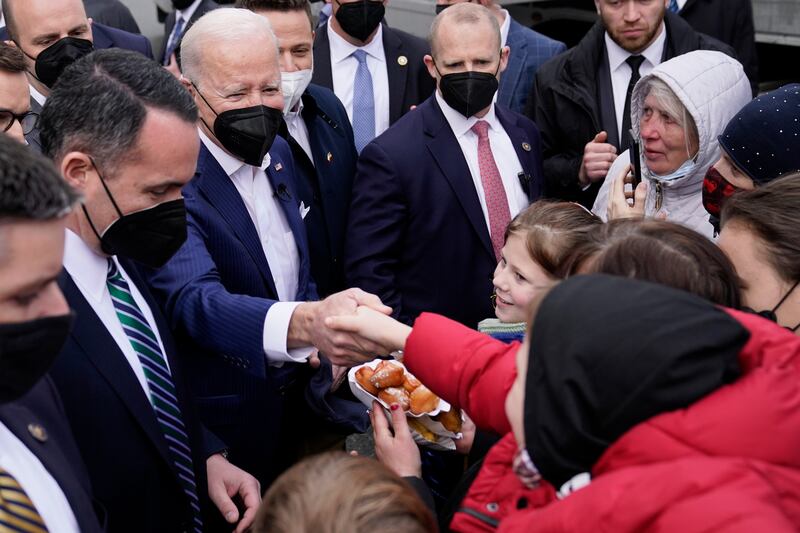 With Polish officials lobbying for humanitarian help, Mr Biden has said the US will offer $1 billion in relief for people affected by the war in Ukraine. AP