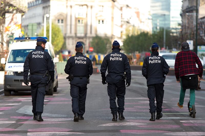 Police patrol Boulevard Anspach in Brussels. Between 2016 and 2018, Belgium faced a wave of deadly extremist attacks. Getty