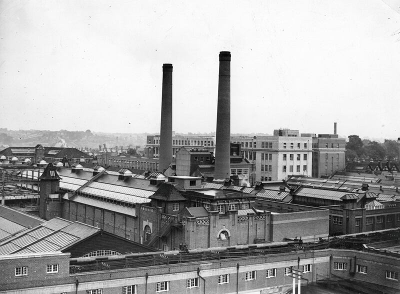 1939:  The exterior of Cadbury's factory at Birmingham.  (Photo by Topical Press Agency/Getty Images)