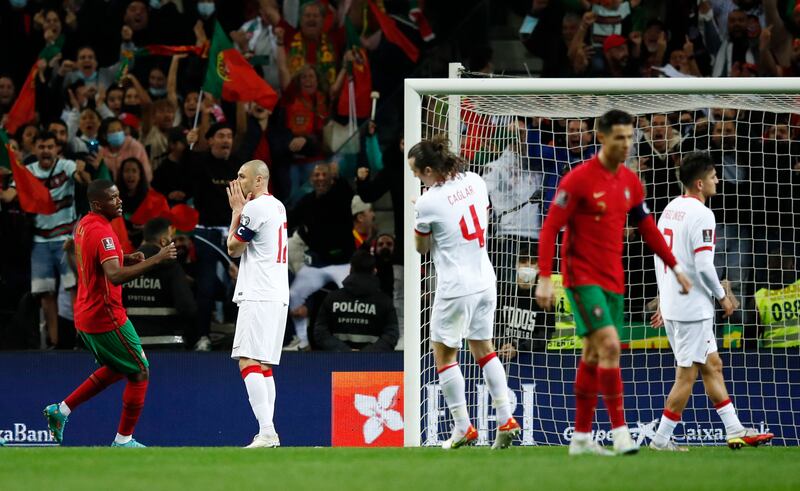 Turkey's Burak Yilmaz reacts after missing a penalty. Reuters