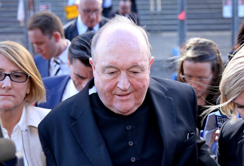 epa06755090 Archbishop Philip Wilson leaves the Newcastle Local Court in Newcastle, New South Wales, Australia, 22 May 2018. Adelaide Archbishop Philip Wilson has been found guilty on four charges of concealing child sexual abuse during the 1970's.  EPA/PETER LORIMER  AUSTRALIA AND NEW ZEALAND OUT