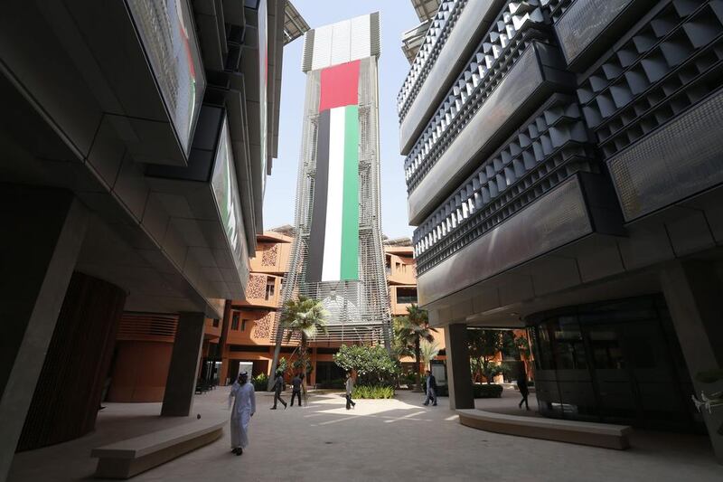 Masdar City, which hosts the Masdar Institute for Science and Technology, a leading education institution in the UAE. Karim Sahib / AFP 
