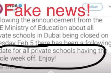 KHDA rebuke a fake announcement doctored by pupils who hoped to have more days off this week. 