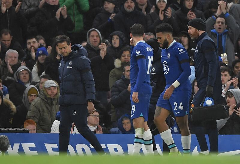 Reece James leaves the pitch. EPA