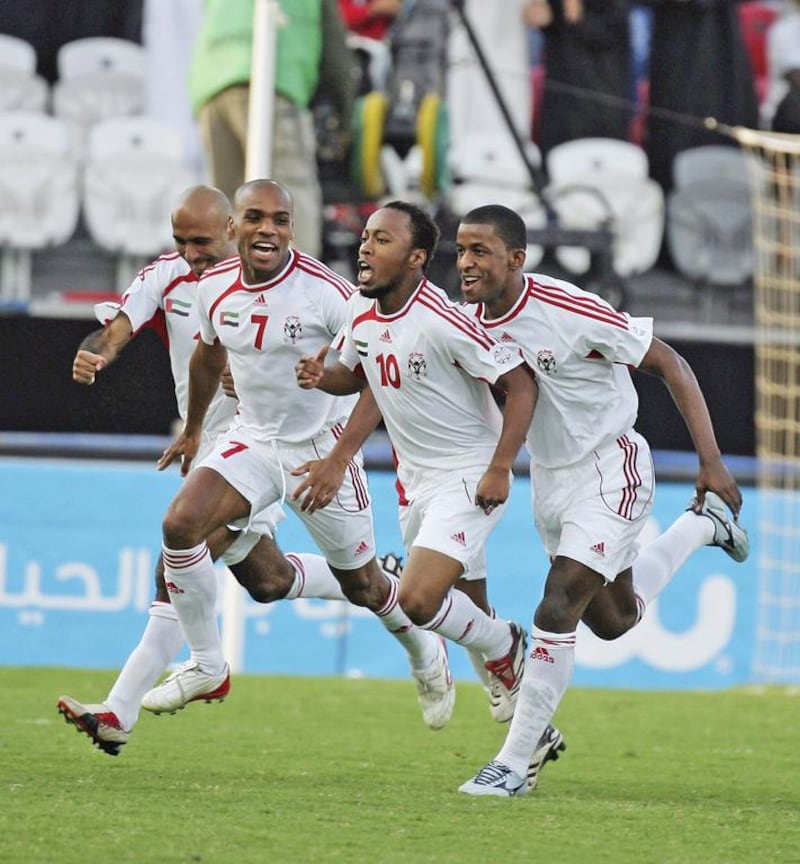 UAE forward Ismail Matar, wearing No 10, found the net in four of his team's five tournament games during the 2007 Gulf Cup. David Cannon / Getty Images


