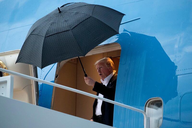 President Donald Trump arrives at Andrews Air Force Base, Md., Thursday, May 30, 2019, for a short trip to the White House after attending the 2019 United States Air Force Academy Graduation Ceremony in Colorado Springs, Colo. (AP Photo/Andrew Harnik)