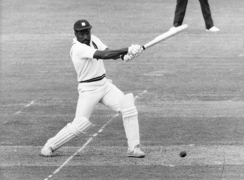West Indian cricketer and batsman Viv Richards in action against England in the second game of the Prudential Trophy one-day international at Lord's cricket ground, London.  Original Publication: People Disc - HK0276   (Photo by Keystone/Getty Images)