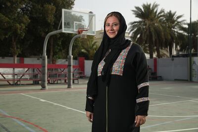 Lina Khaled Al Maeena on the basketball court of the Jeddah United women's athletic academy in Jeddah. Getty Images