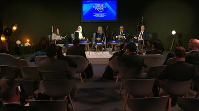 The space panel at the World Economic Forum in Davos on Thursday. Photo: WEF