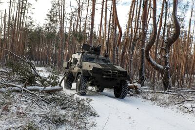 A Ukrainian armoured personnel carrier near the town of Kreminna, eastern Ukraine. Reuters