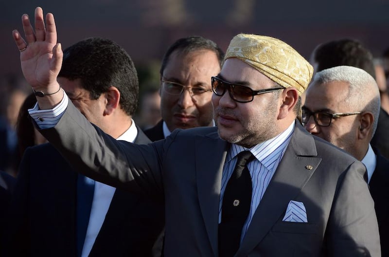 Moroccan king Mohammed waves as he arrives to inaugurate the Noor 1 Concentrated Solar Power (CSP) plant, some 20 kilometres (12.5 miles) outside the central Moroccan town of Ouarzazate. Fadel Senna / AFP 