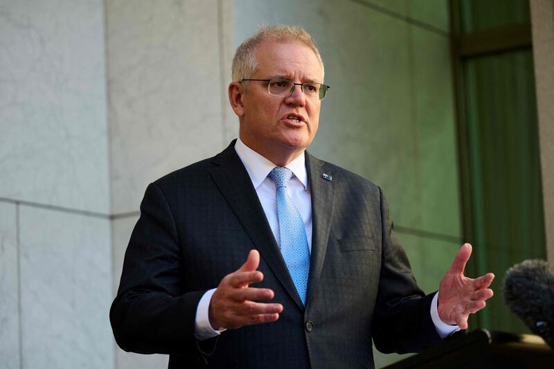 Australian Prime Minister Scott Morrison thanked the UAE for its support in helping his country's citizens leave Afghanistan safely. AFP