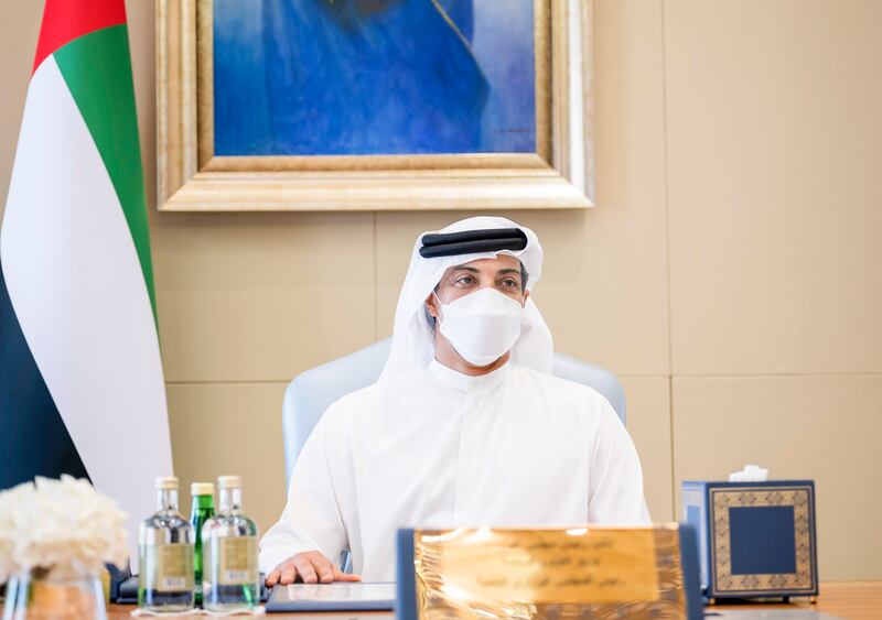 Sheikh Mansour bin Zayed, Deputy Prime Minister and Minister of Presidential Affairs, chaired a Ministerial Development Council meeting on Wednesday. Photo: WAM