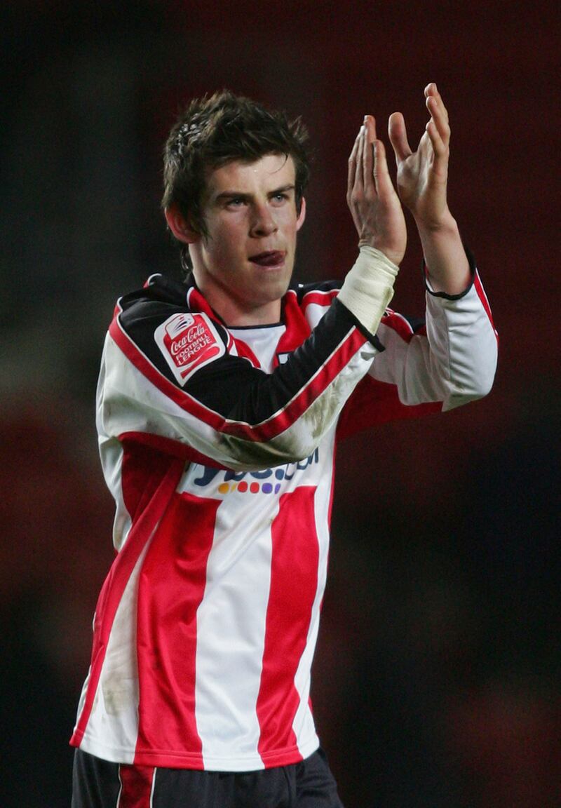 Gareth Bale of Southampton applauds the fans after the Championship match against Colchester United at St Mary's Stadium in March 2007. Getty