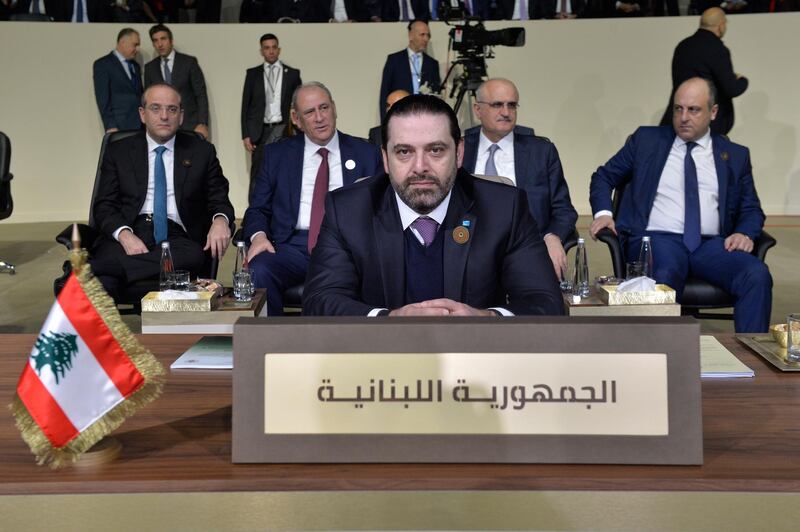 epa07302715 Lebanese Prime Minister-designate Saad Hariri attends the opening session of the Arab Economic and Social Development Summit in Beirut, Lebanon, 20 January 2019. Lebanon is hosting the regional economic summit from 20 January.  EPA/WAEL HAMZEH