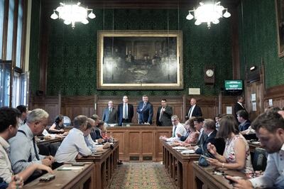 Tory backbencher Sir Graham Brady announces the results of the third leadership ballot on Monday. PA 