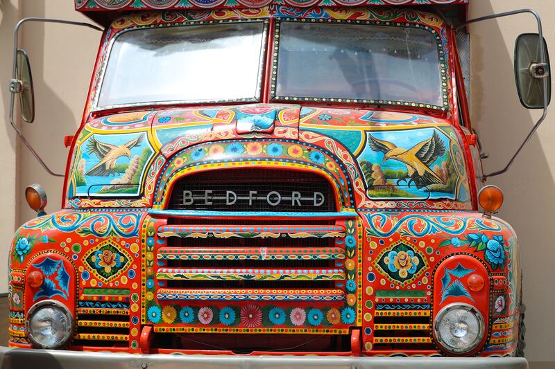 A vibrantly coloured truck at Little Miss India. 