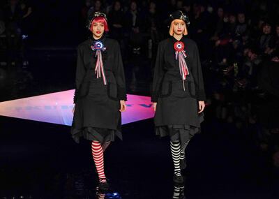 epa06619808 Models present creations from the Autumn/Winter 2018 collection by Japanese designer Tokuko Maeda for the label 'Tokuko 1er Vol' during the Tokyo Fashion Week, in Tokyo, Japan, 22 March 2018. The presentation of the Autumn/Winter 2018 collections runs from 19 to 24 October.  EPA/CHRISTOPHER JUE