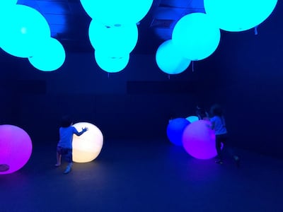 In the Future Park at OliOli, drawings created by young visitors are reproduced in 3D on a digital wall, while colourful, glow-in-the-dark softballs are the source of endless entertainment. Courtesy OliOli
