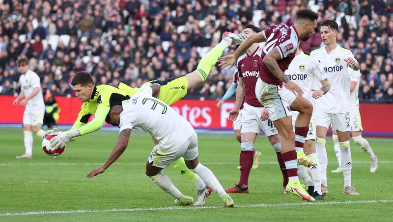 LEEDS PLAYER RATINGS: Illan Meslier 7 – Made some smart saves including a crucial intervention against Bowen. Cannot be faulted in the goal mouth scramble leading to West Ham’s opening goal. Getty Images