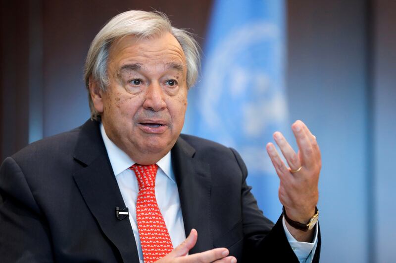 UN Secretary General Antonio Guterres at the UN headquarters on Wednesday.  Reuters