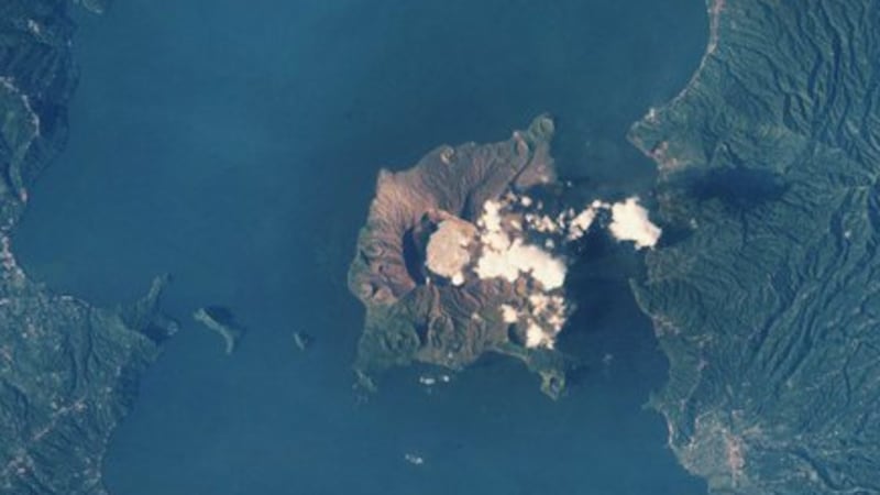 Taal, one of the smallest volcanoes in the world and the second most active in the Philippines, as seen from the ISS. @Astro_Alneyadi / twitter