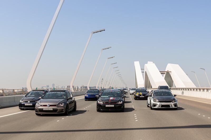 The convoy heads over Sheikh Zayed Bridge.