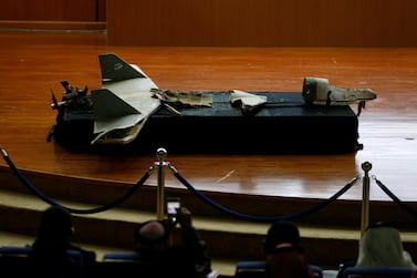 A destroyed drone is seen at the news conference in Riyadh, Saudi Arabia January 20, 2019. Reuters