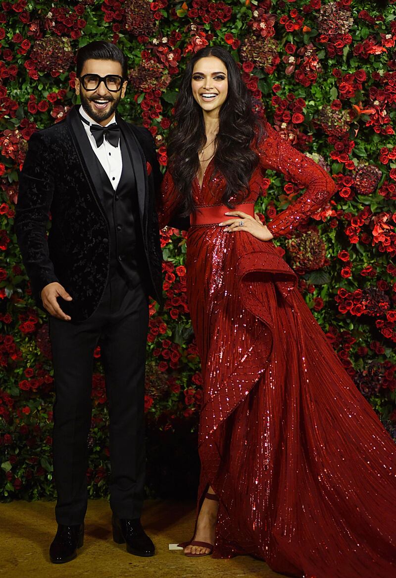 Ranveer Singh and Deepika Padukone at their wedding reception party in Mumbai on December 1. AFP